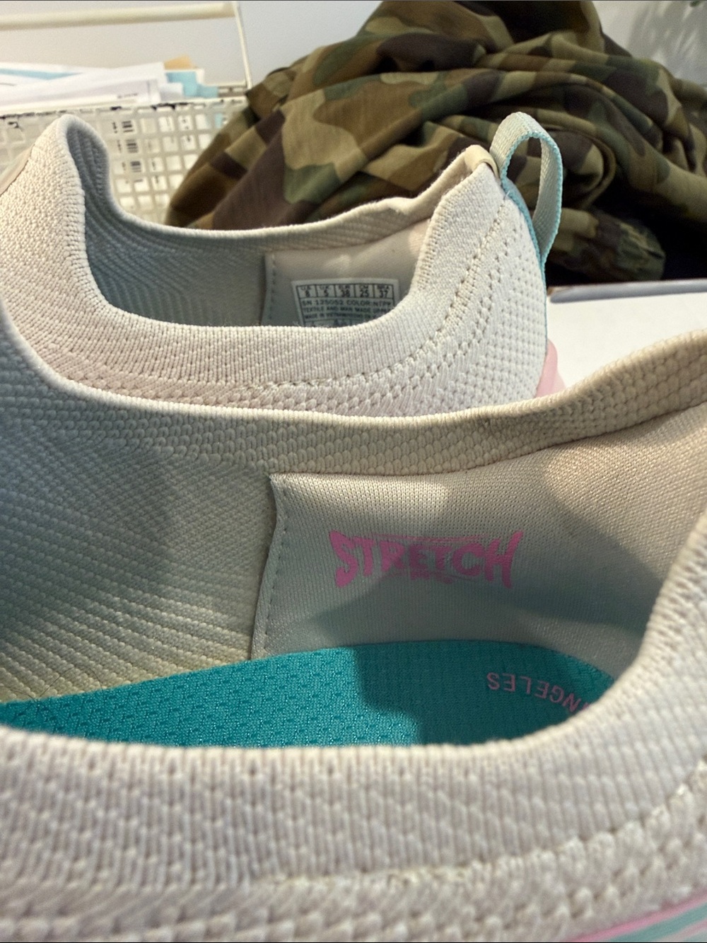 Skechers Slip-On Knit Sneakers in Cream and Pink - Picture 5 of 9